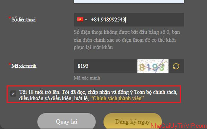 Đồng ý điều lệ
