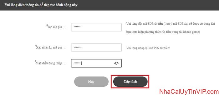 Nhấn Cập nhật