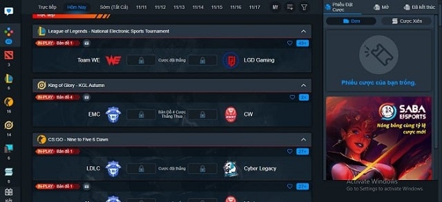 Lucky88 đã hợp tác với SABA- Esport để tạo sảnh cá cược thể thao điện tử với mức cược vô cùng hấp dẫn Lucky88 đã hợp tác với SABA- Esport để tạo sảnh cá cược thể thao điện tử với mức cược vô cùng hấp dẫn