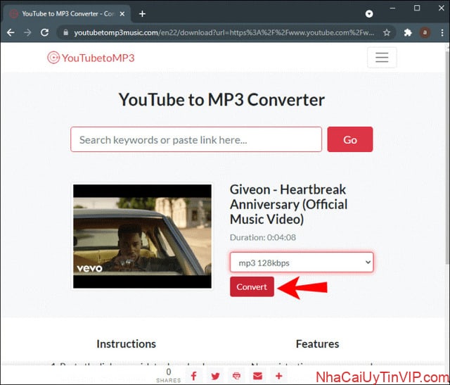 chọn vào convert để chuyển đổi nhạc từ youtube qua chọn vào convert để chuyển đổi nhạc từ youtube qua