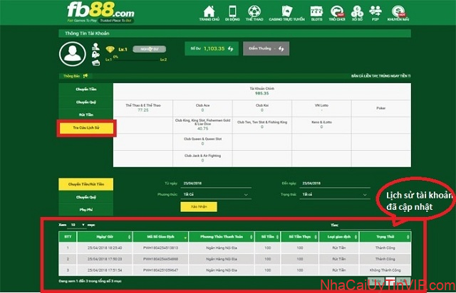 Kiểm tra hoạt động rút tiền từ tài khoản game sang tài khoản cá cược Kiểm tra hoạt động rút tiền từ tài khoản game sang tài khoản cá cược