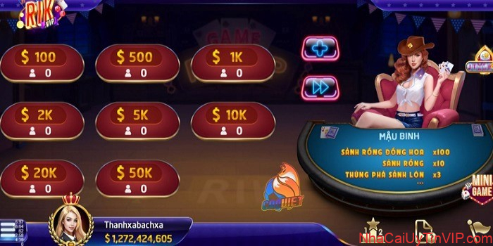 Rikvip- Game mậu binh đổi tiền uy tín