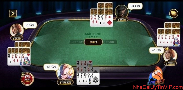 Giao diện chơi mậu binh của Zingplay