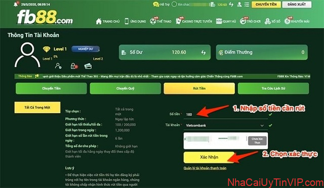 Thực hiện thủ tục rút tiền theo quy định của nhà cái Thực hiện thủ tục rút tiền theo quy định của nhà cái