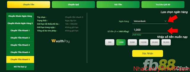 Bước 2: Chọn ngân hàng phù hợp với nhu cầu và nhập số tiền muốn nạp Bước 2: Chọn ngân hàng phù hợp với nhu cầu và nhập số tiền muốn nạp