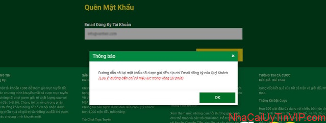 Bước 3: Nhận thông báo về đường dẫn lấy lại mật khẩu Bước 3: Nhận thông báo về đường dẫn lấy lại mật khẩu