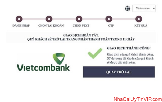Bước 5: Hoàn thành giao dịch nạp tiền vào tài khoản ở nhà cái FB88 Bước 5: Hoàn thành giao dịch nạp tiền vào tài khoản ở nhà cái FB88
