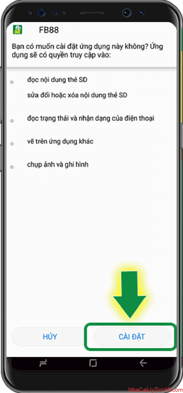 Bước 8: Bạn hãy bấm “Cài đặt” để xác nhận việc đồng ý với chính sách của đơn vị Bước 8: Bạn hãy bấm “Cài đặt” để xác nhận việc đồng ý với chính sách của đơn vị