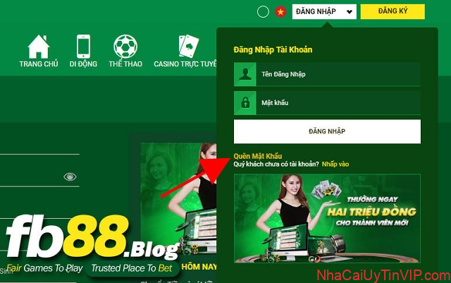 Người chơi sử dụng chức năng quên mật khẩu tại Website của nhà cái FB88 Người chơi sử dụng chức năng quên mật khẩu tại Website của nhà cái FB88