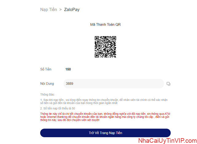 Nạp tiền bằng Zalopay