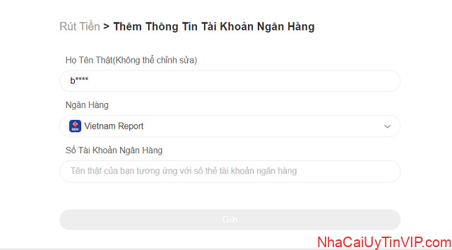 Thêm thông tin tài khoản ngân hàng để rút tiền
