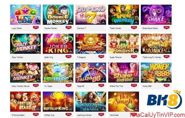 Kho game slot cực kỳ đồ sộ tại nhà cái BK8